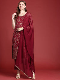 Anouk Indie Floral Printed Shoulder Straps Kurta With Trousers & With Dupatta