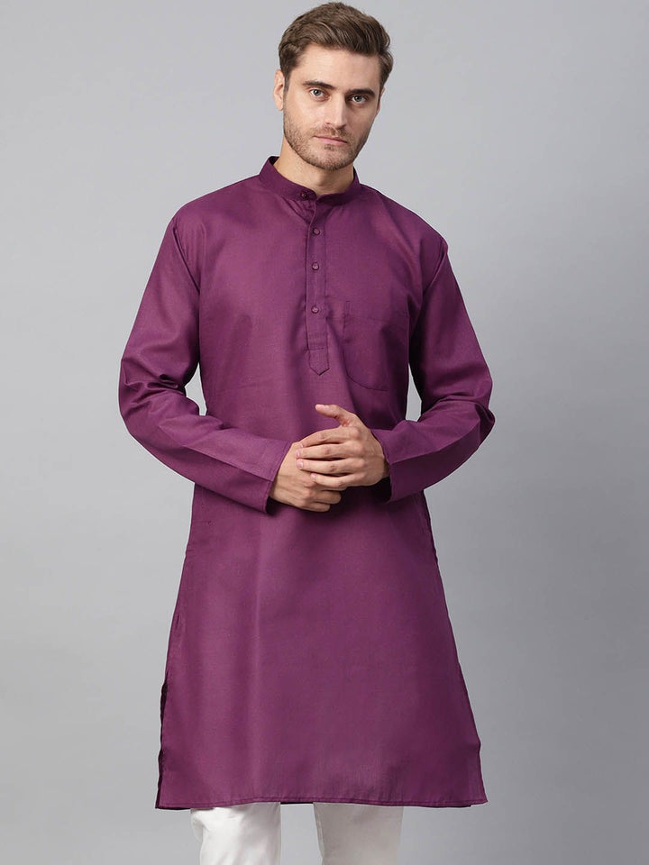 SOJANYA Lelaki Ungu Solid Kurta Lurus