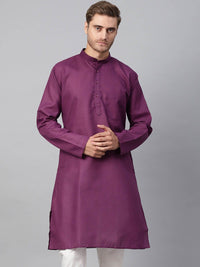 SOJANYA Lelaki Ungu Solid Kurta Lurus