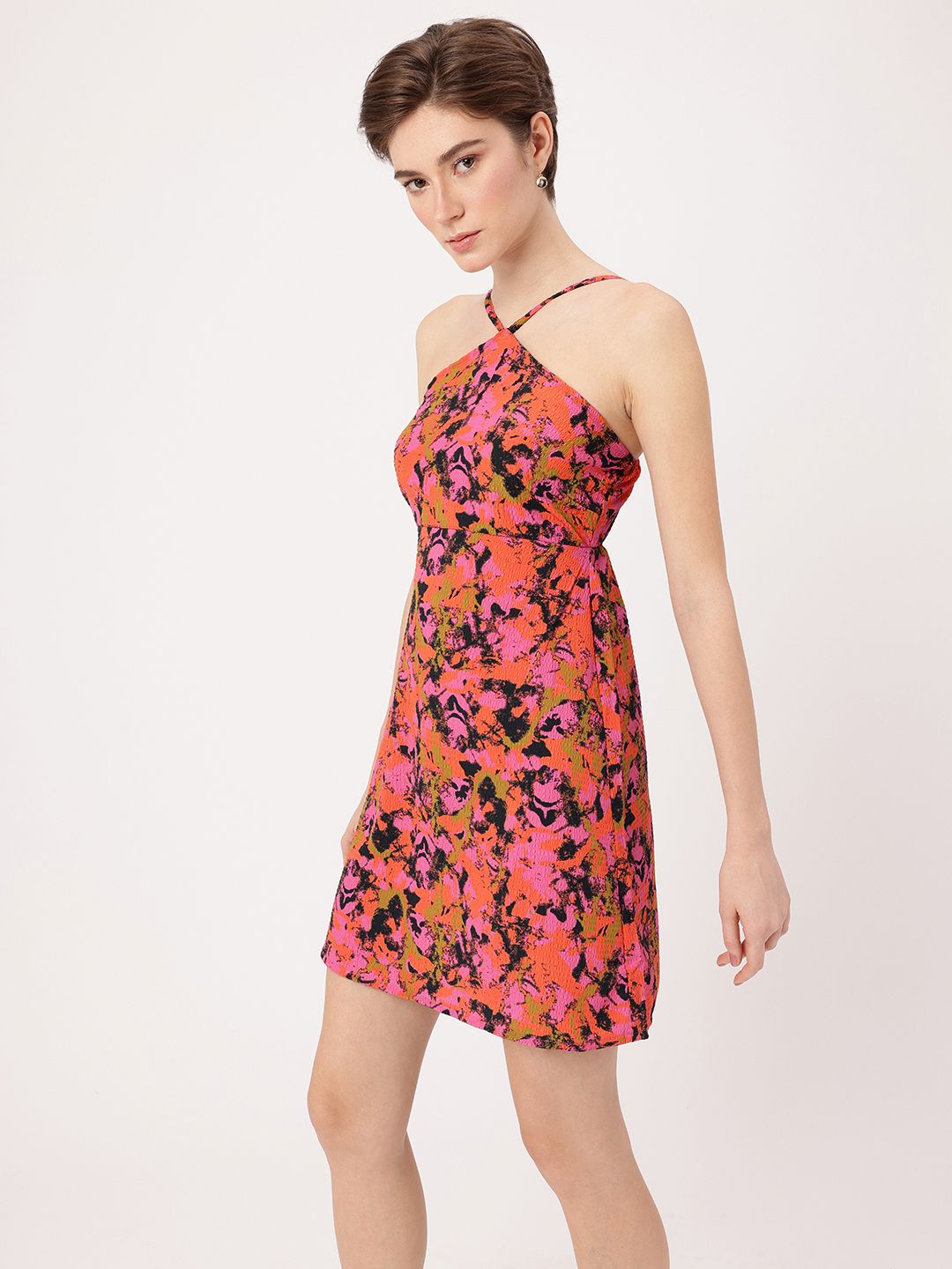 DressBerry Blushing Picasso Straps A-Line Mini Dress