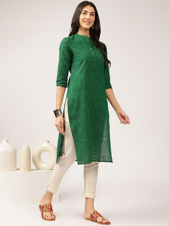 Anouk Mandarin Collar Pure Cotton Straight Kurta