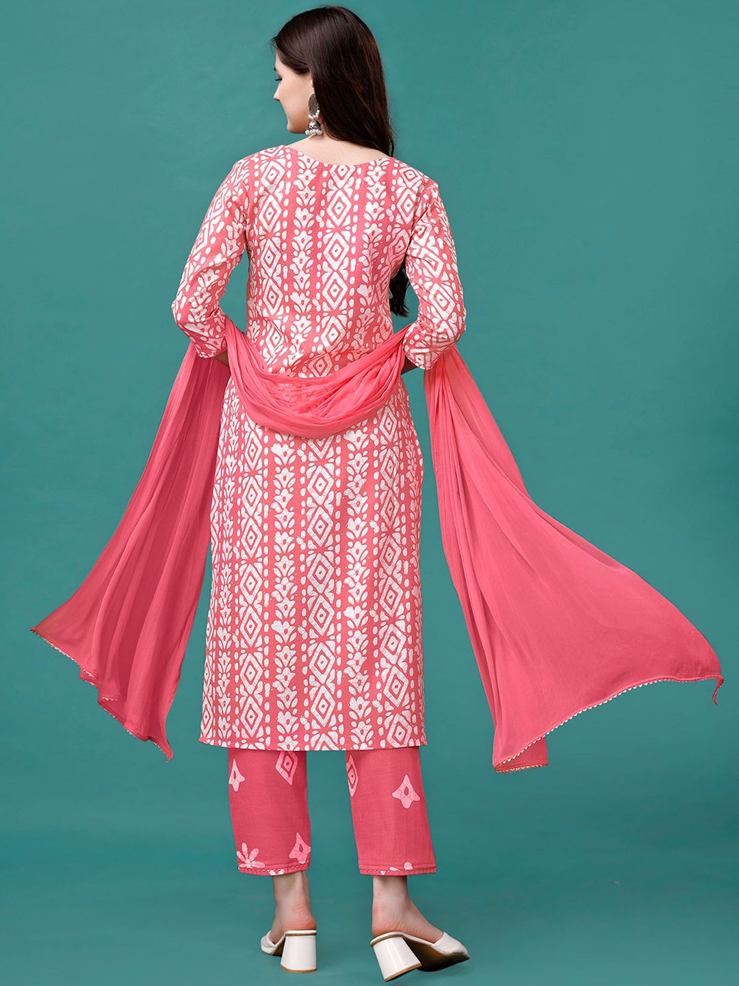 KALINI Bandhani Printed Gotta PattiKurta With Trousers & Dupatta