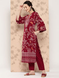 Anouk Ethnic Motifs Printed Kurta with Trousers & Dupatta