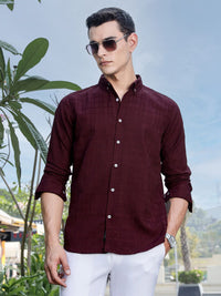 Thomas Scott Men Premium Regular Fit Button-Down Collar Textured Casual Shirt