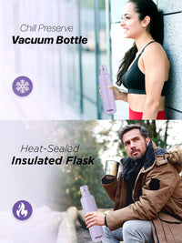 Pexpo Oreo Purple ISI Certified Thermosteel Hot and Cold Flask Water Bottle 980 ml