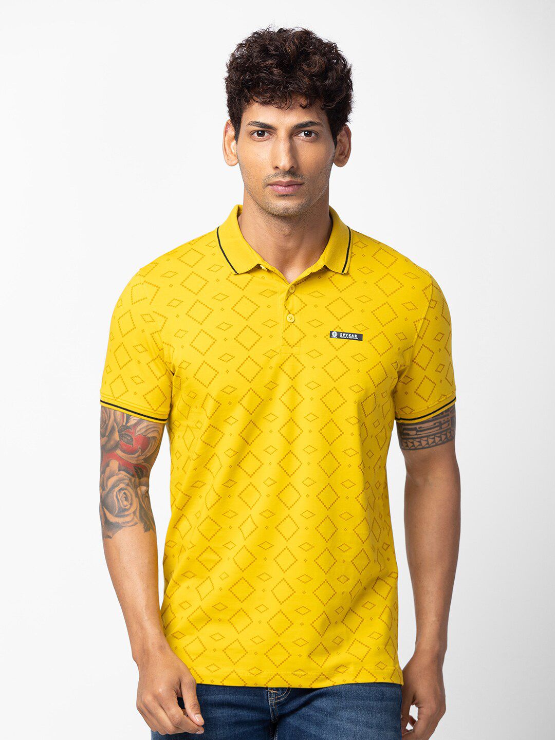SPYKAR Men Printed Polo Collar Slim Fit T-shirt