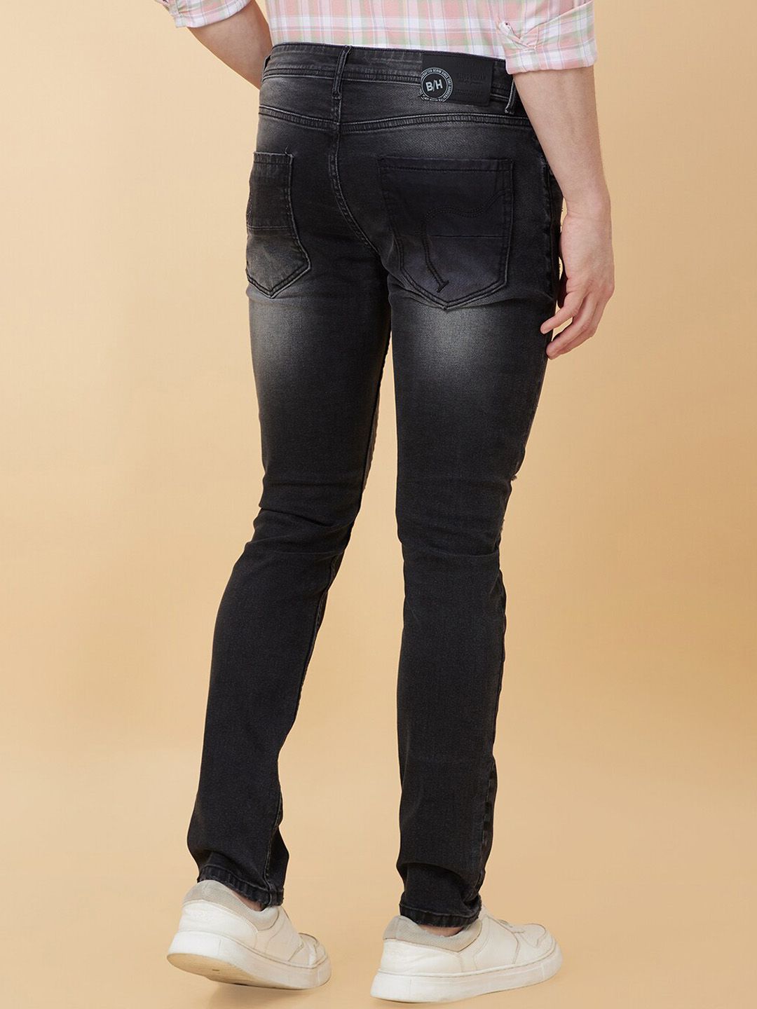 Being Human Men Slim Fit Low Distress Heavy Fade Stretchable Jeans