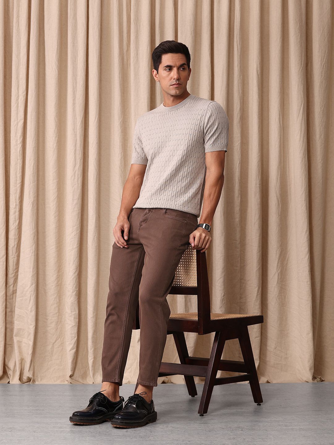 Mr Bowerbird Men Cropped Tapered Fit Stretchable Jeans