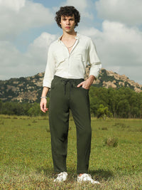 Campus Sutra Men Relaxed Fit Mid-Rise Trousers