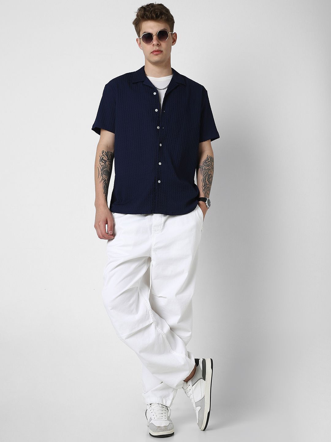 VASTRADO Men Self Design Opaque Oversized Casual Shirt