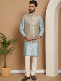 Kurta Sutera Jacquard Bersulam Anouk Dengan Jaket Churidar & Nehru