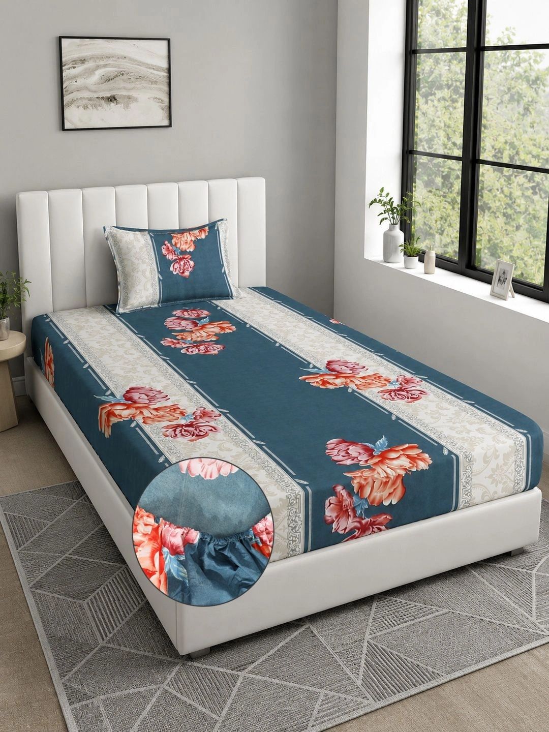 Moda Rapido X KLOTTHE Berwarna-warni & Bunga Merah Jambu 300 TC Cadar Bujang dengan 1 Sarung Bantal