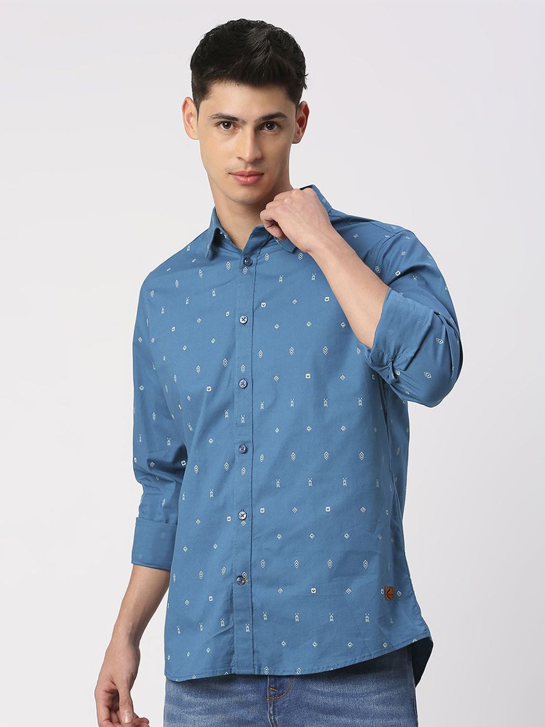 Being Human Men Slim Fit Opaque Geometric Printed Casual Shirt
