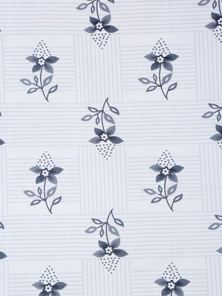 Moda Rapido X KLOTTHE White & Blue Floral 300 TC Single Bedsheet with 1 Pillow Covers