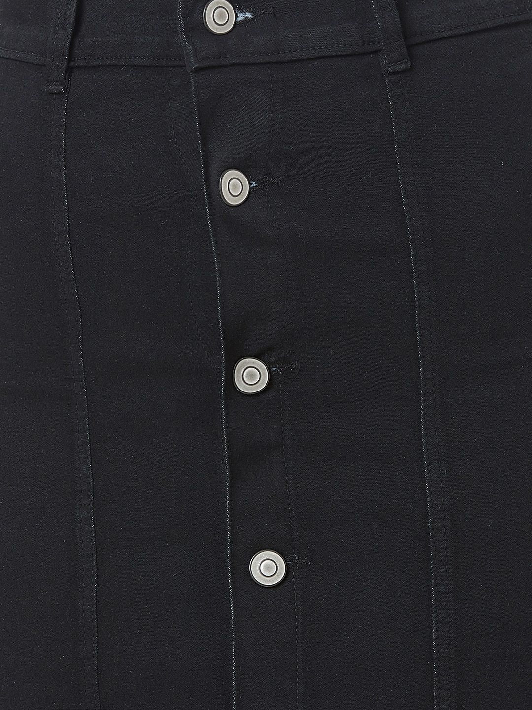 Miss Chase Black Denim Mini Straight Skirt