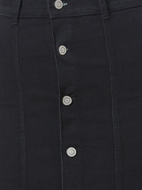 Miss Chase Black Denim Mini Straight Skirt