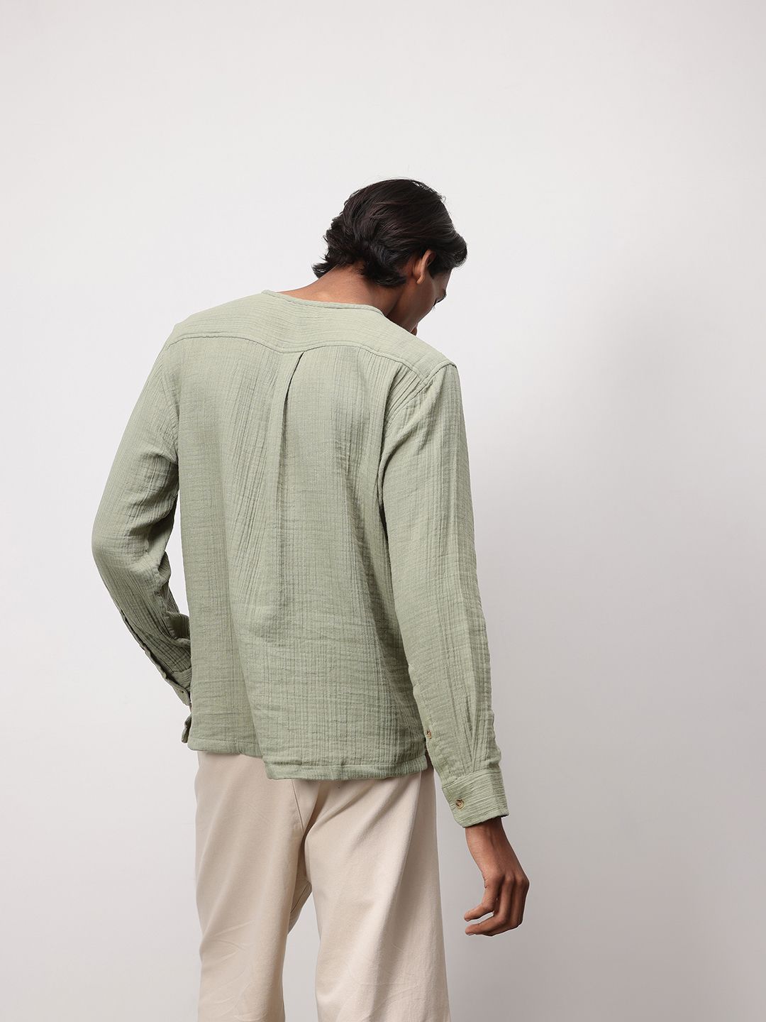 ether Zen Pure Cotton Crinkled Relaxed Shirt