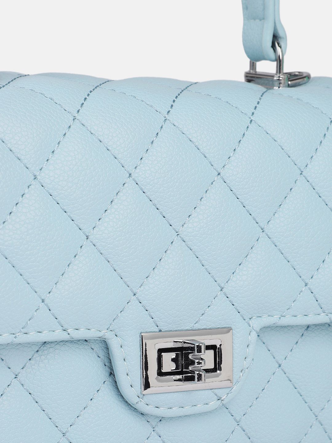 DressBerry Textured Structured Satchel Bag with Quilted