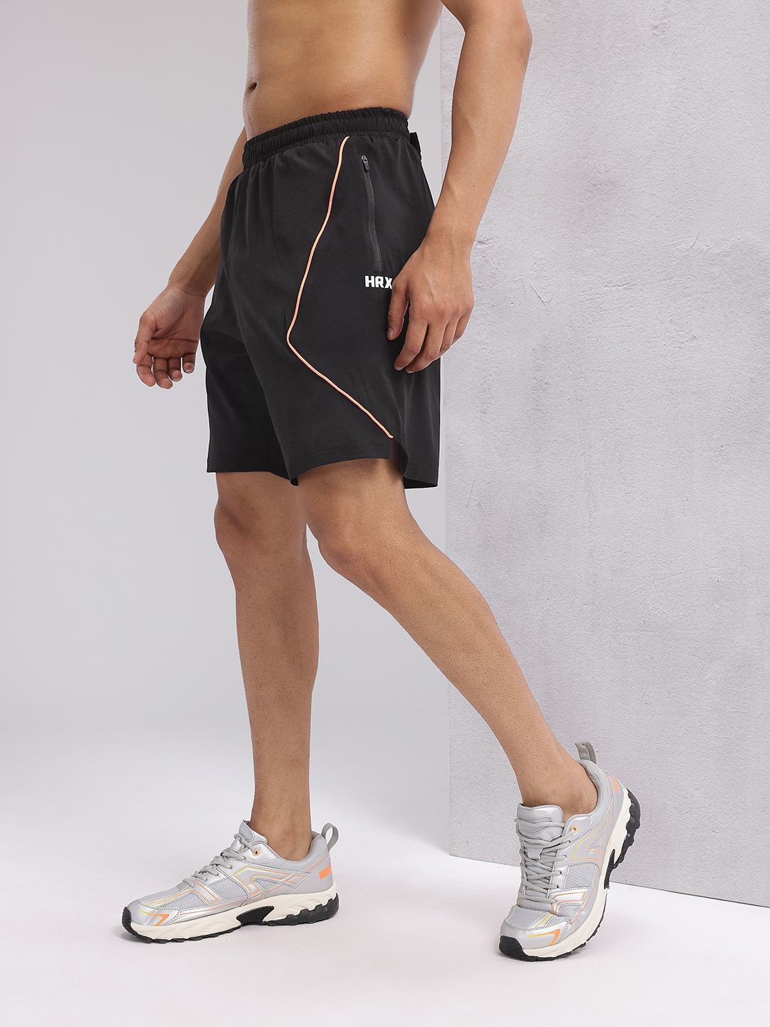 HRX by Hrithik Roshan Men Brand Logo Print Detail Training Shorts with Contrast Piping