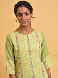 W Floral Printed Keyhole Neck Straight Kurta