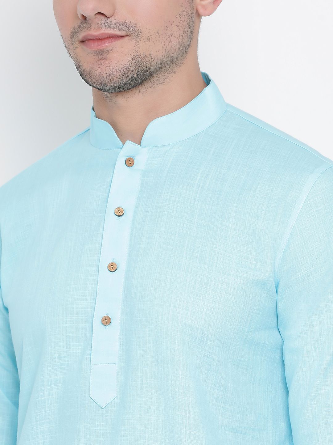 VASTRAMAY Men Blue Solid Straight Kurta