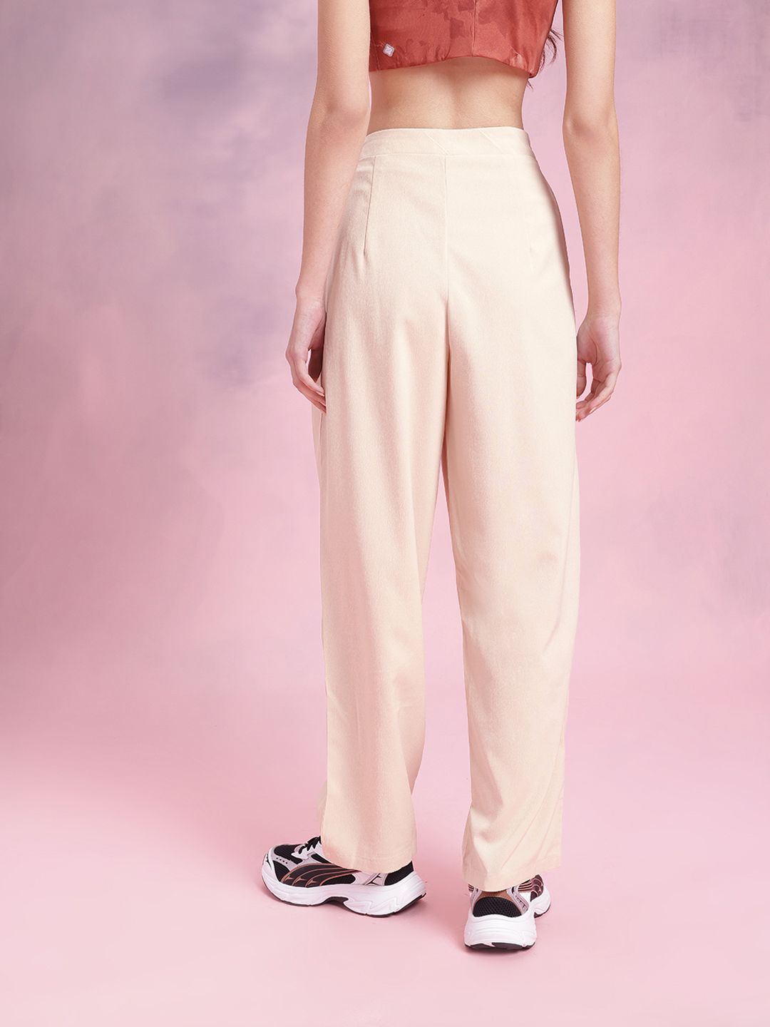 DressBerry Women Soft & Sleek Pleated Waist Tie-Up  Loose Fit Trousers