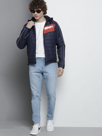 The Indian Garage Co Slim Fit Zip-Front Puffer Jacket with Detachable Hood