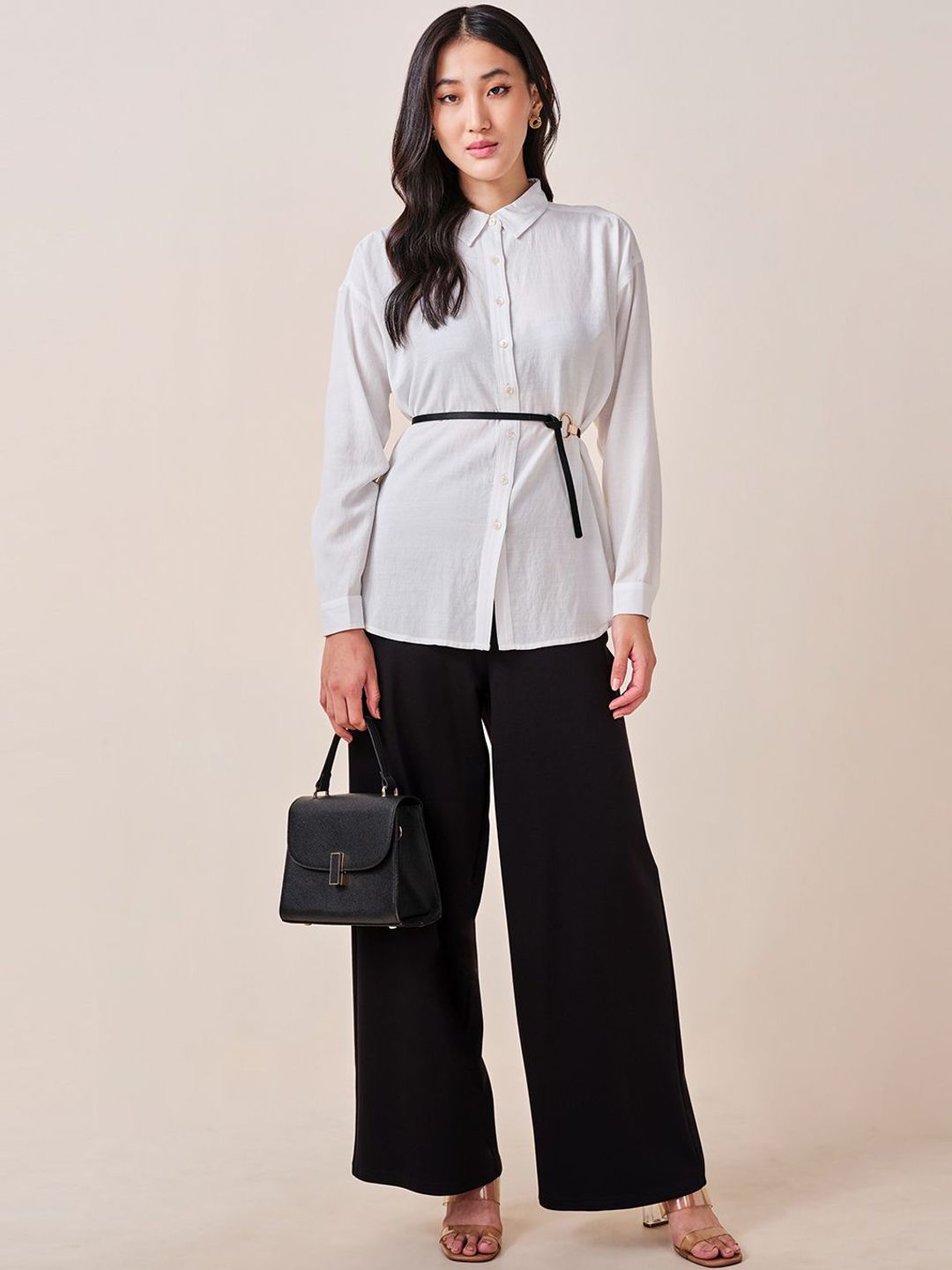 AND Women Loose Fit High Rise Pleated Trousers