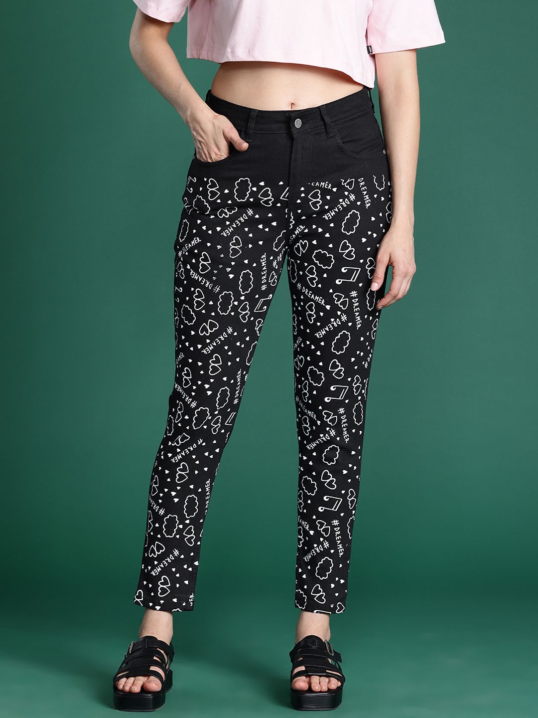 DressBerry Women Printed Mom Fit Jeans