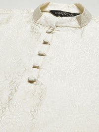 SOJANYA Men Cream-Coloured Woven Design Kurta