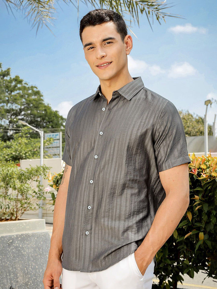 Thomas Scott Men Smart Slim Fit Opaque Striped Casual Shirt