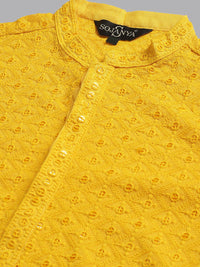 SOJANYA Ethnic Motifs Embroidered Regular Pure Cotton Kurta With Churidar