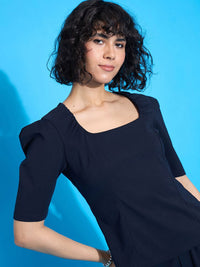SASSAFRAS worklyf Square Neck Puff Sleeve Top