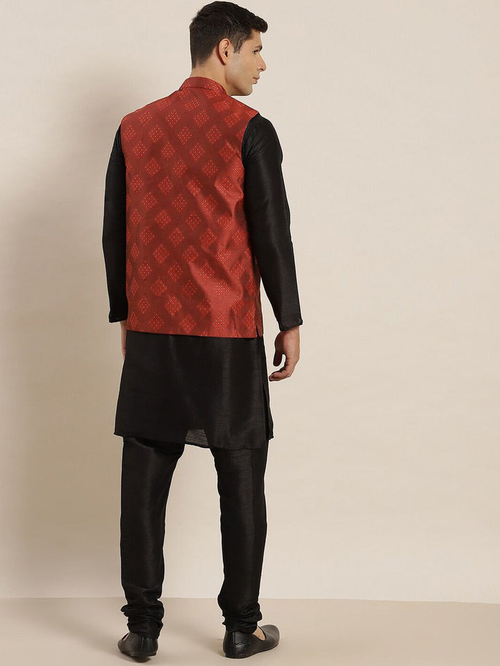 SOJANYA Mandaron Collar Regular Kurta With Churidar & Nehru Jacket