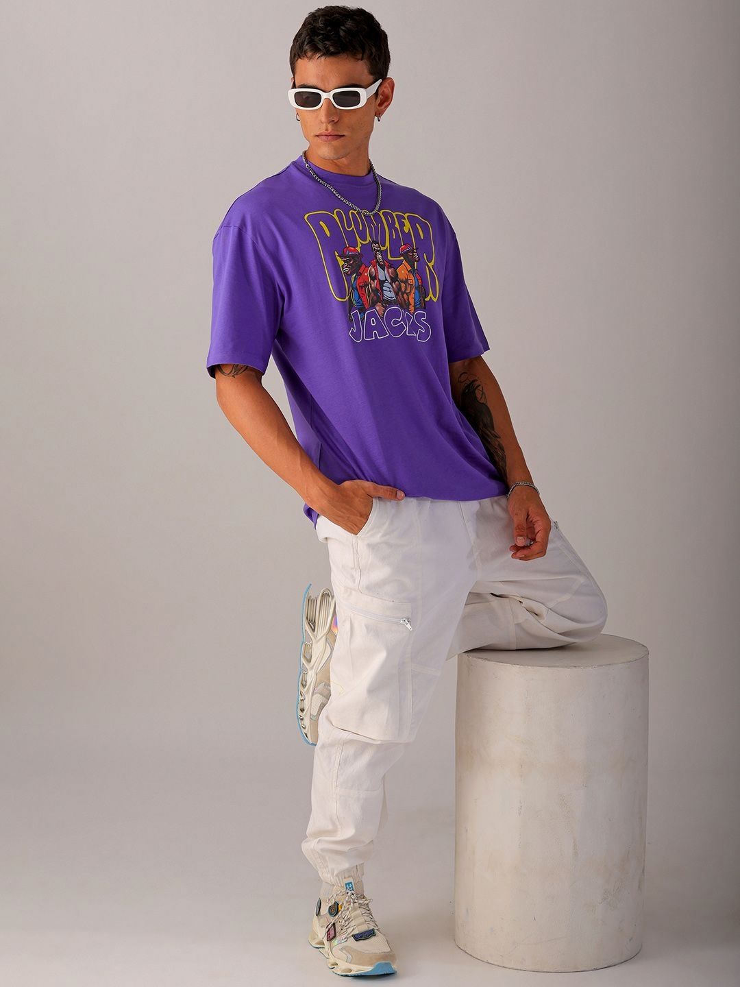 The Indian Garage Co Men Back Printed Oversized Round Neck T-shirt