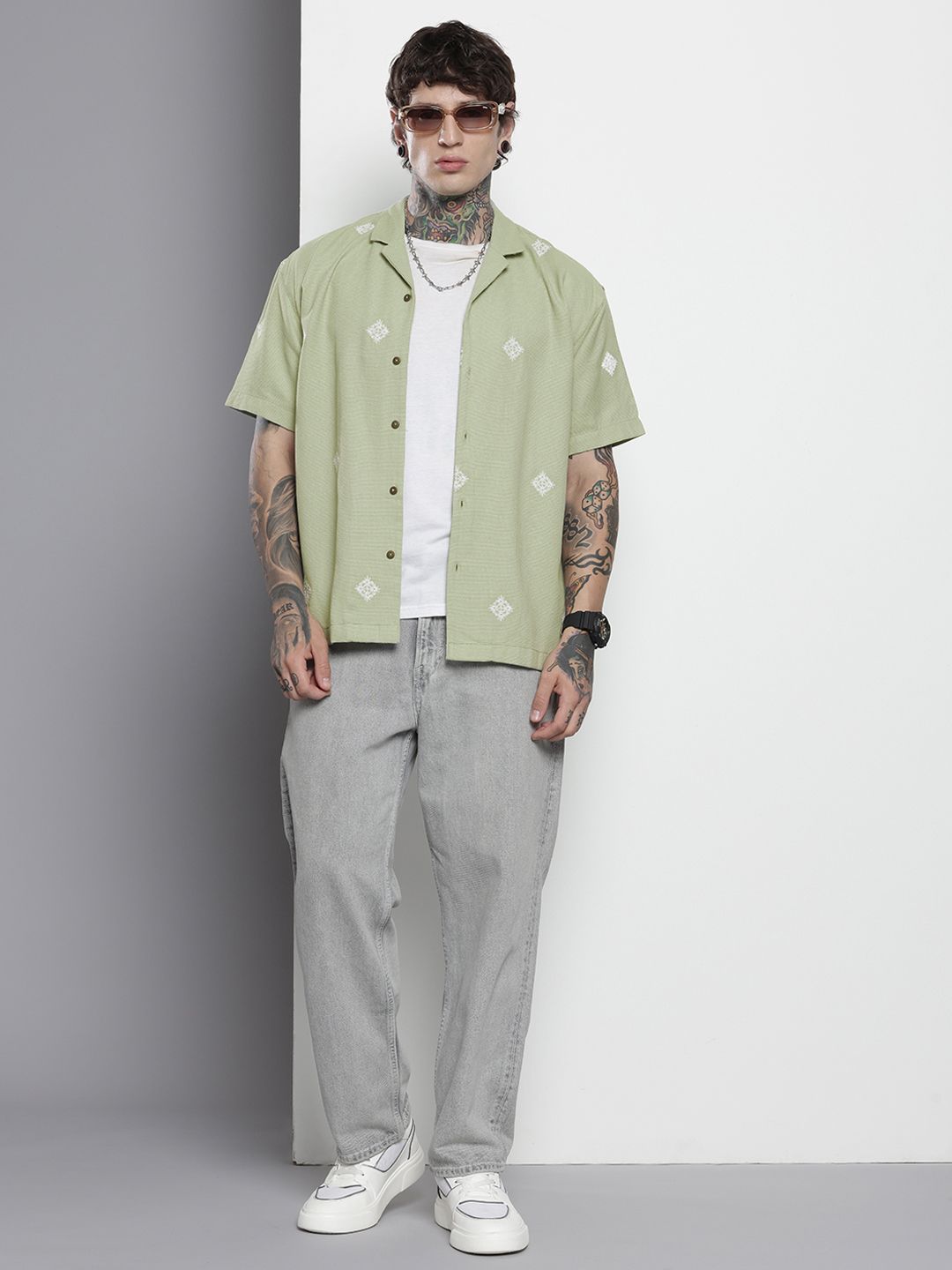 The Indian Garage Co Self Design Relaxed Fit Casual Shirt