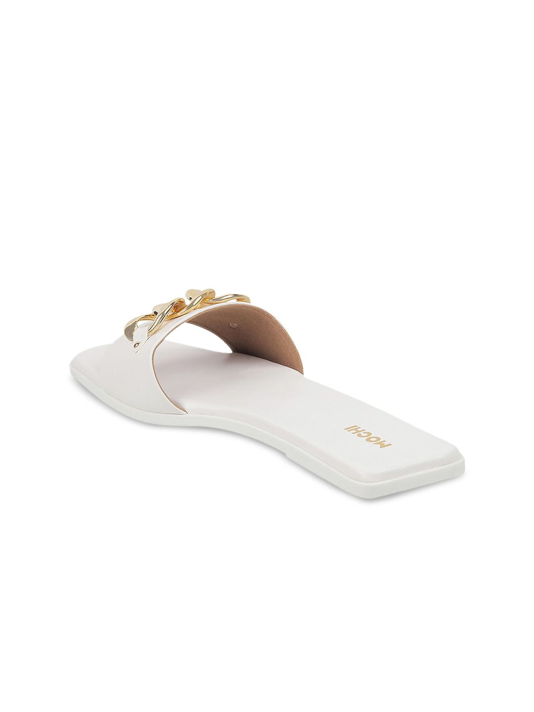Mochi Women White Open Toe Flats