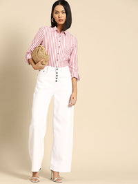all about you Women Opaque Striped Casual Shirt