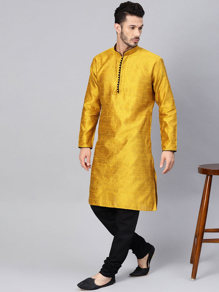 SOJANYA Lelaki Mustard Kurta Lurus Padat