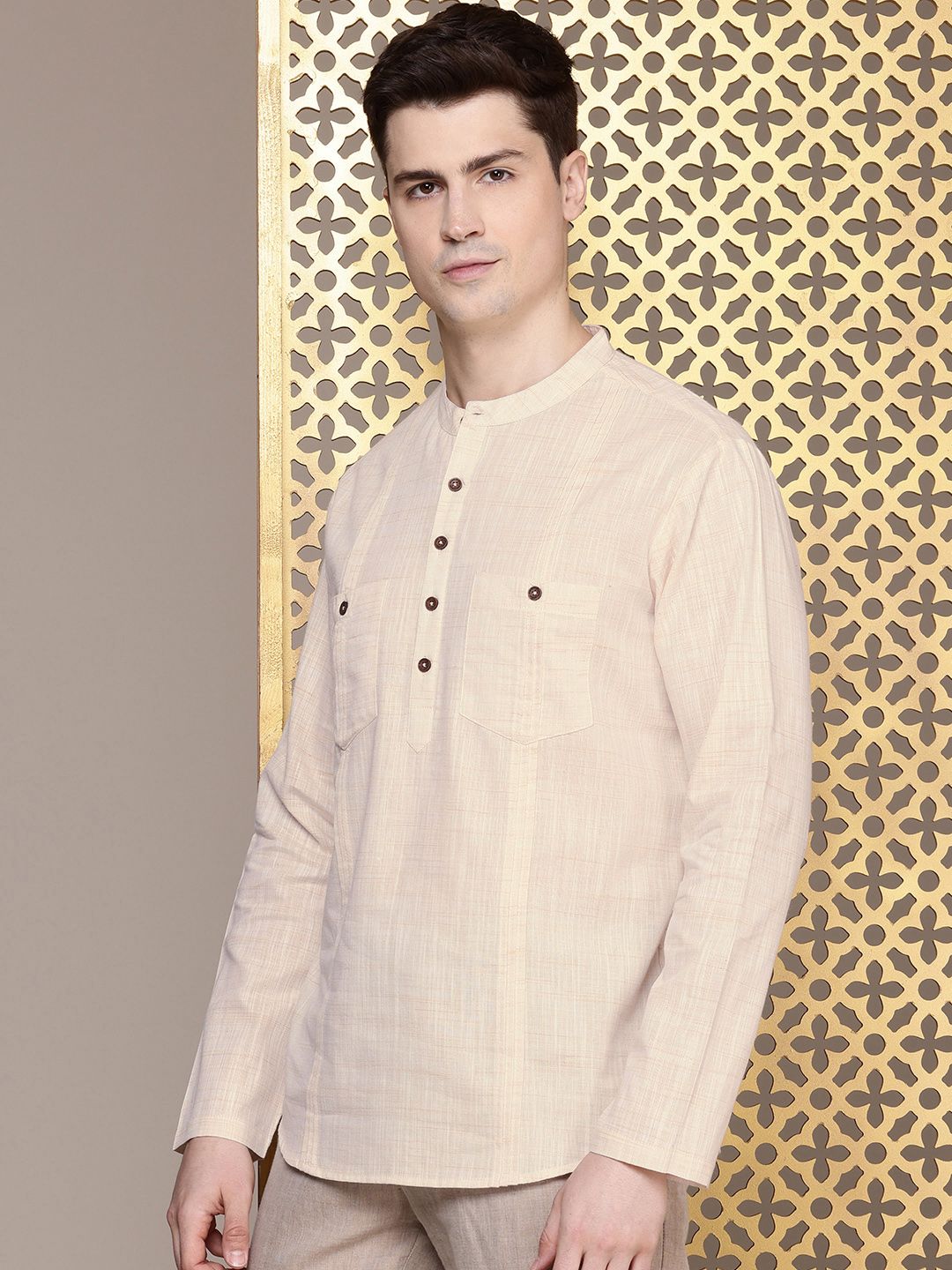 House of Pataudi Men Mandarin Collar Kurta