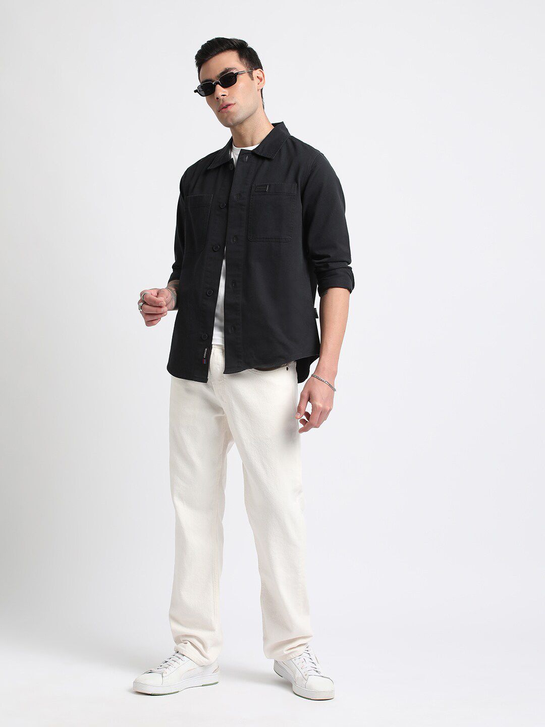 THE BEAR HOUSE Men Solid Regular Fit Cotton Shacket