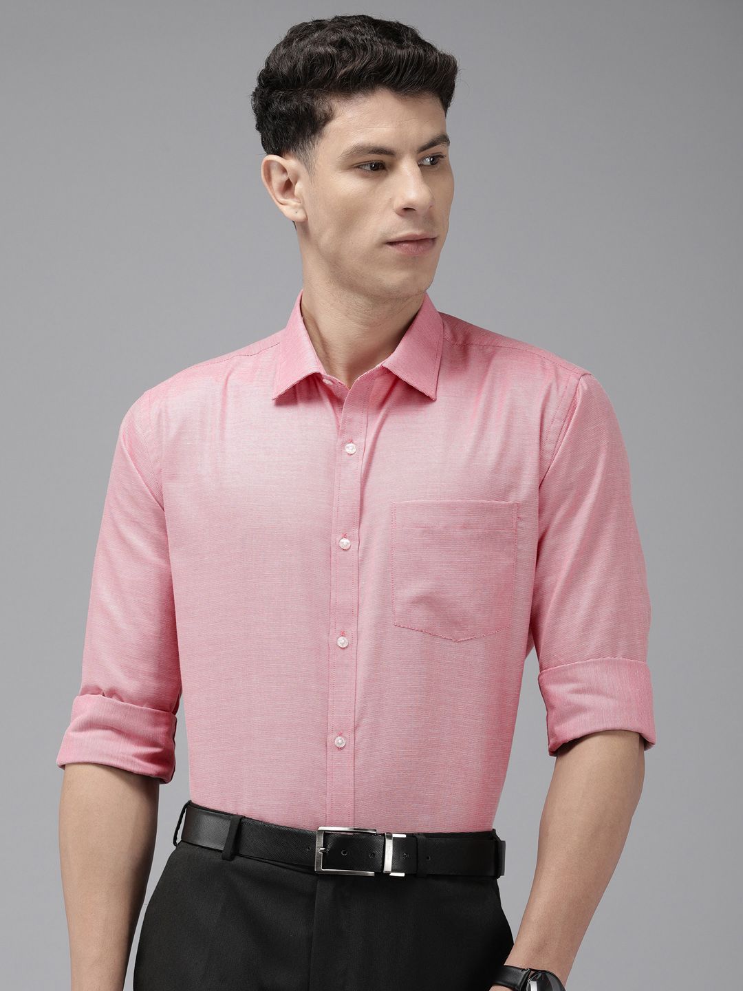Park Avenue Self Design Slim Fit Textured Formal Shirt