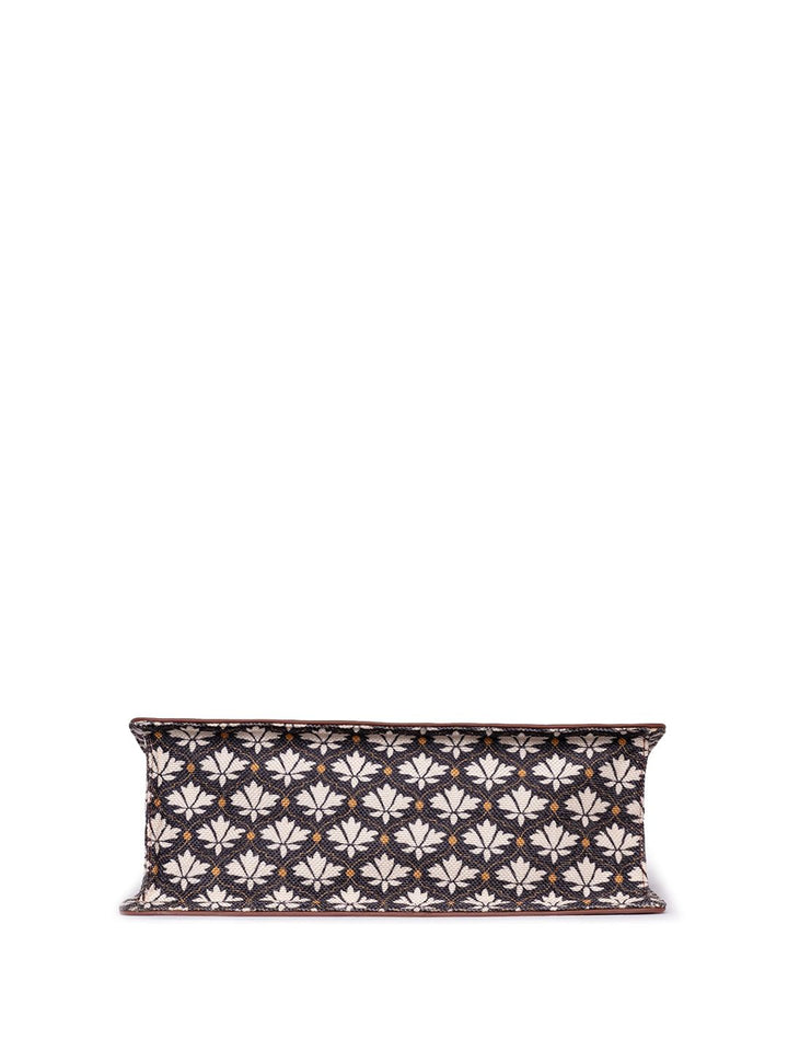 ZOUK Ethnic Motifs Printed Structured Jute Tote Bag