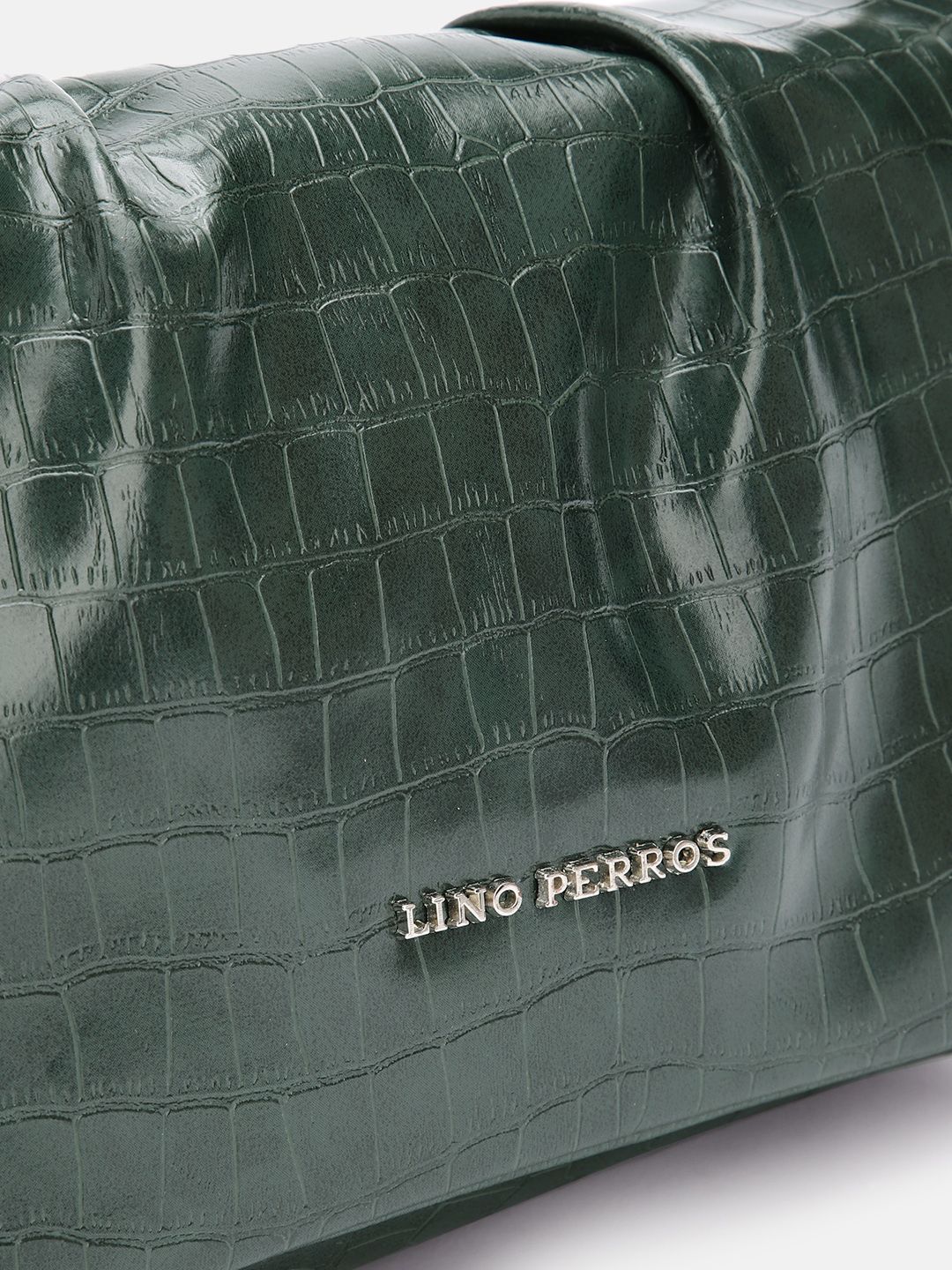 Lino Perros Croc-Textured Structured Shoulder Bag