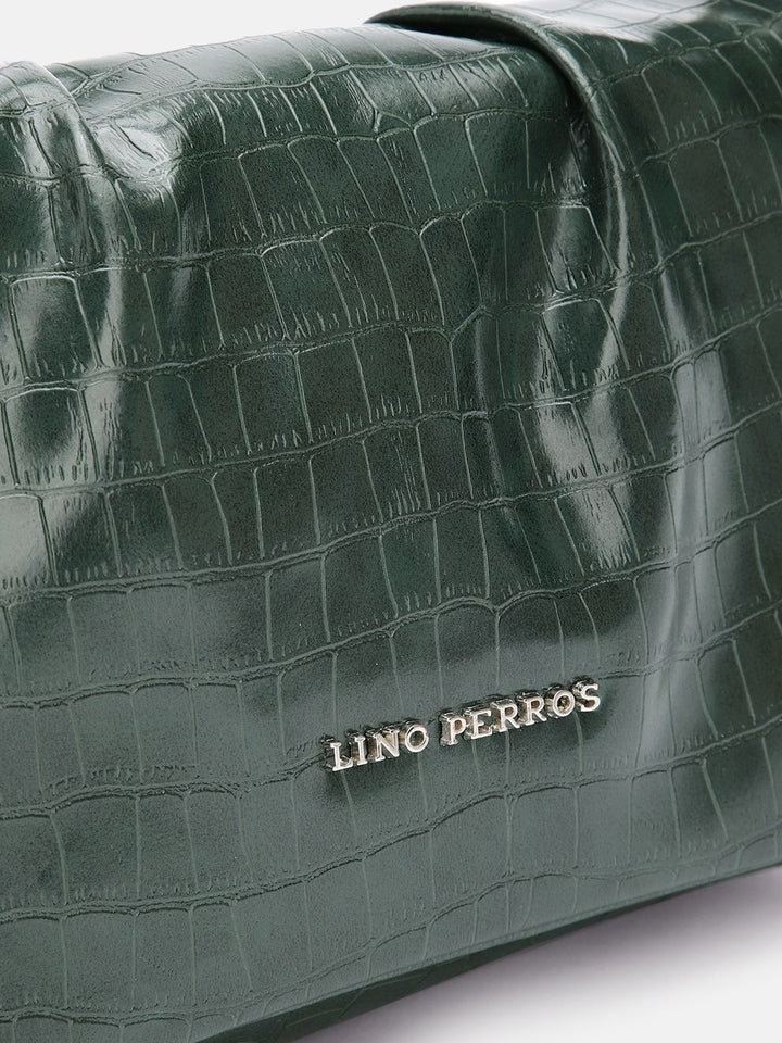 Lino Perros Croc-Textured Structured Shoulder Bag