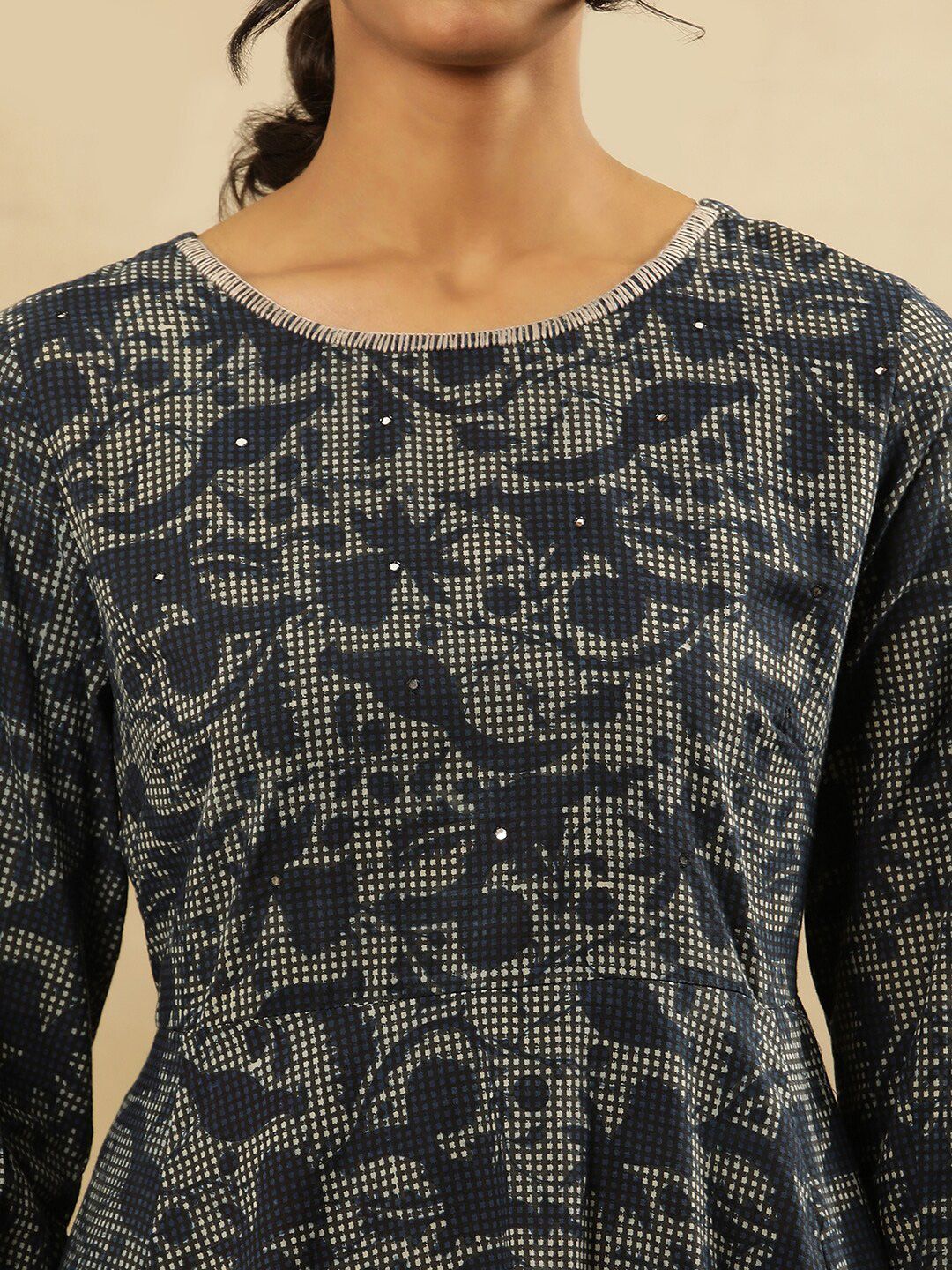 W Floral Printed A-Line Midi Cotton Dress