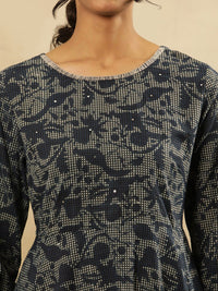 W Floral Printed A-Line Midi Cotton Dress