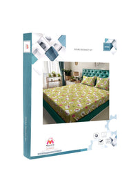 Myntra Elegant Homes Green Conversational Pure Cotton 400 TC Fitted King Superfine Bedsheet dengan 2 Sarung Bantal-98 x 89 inci