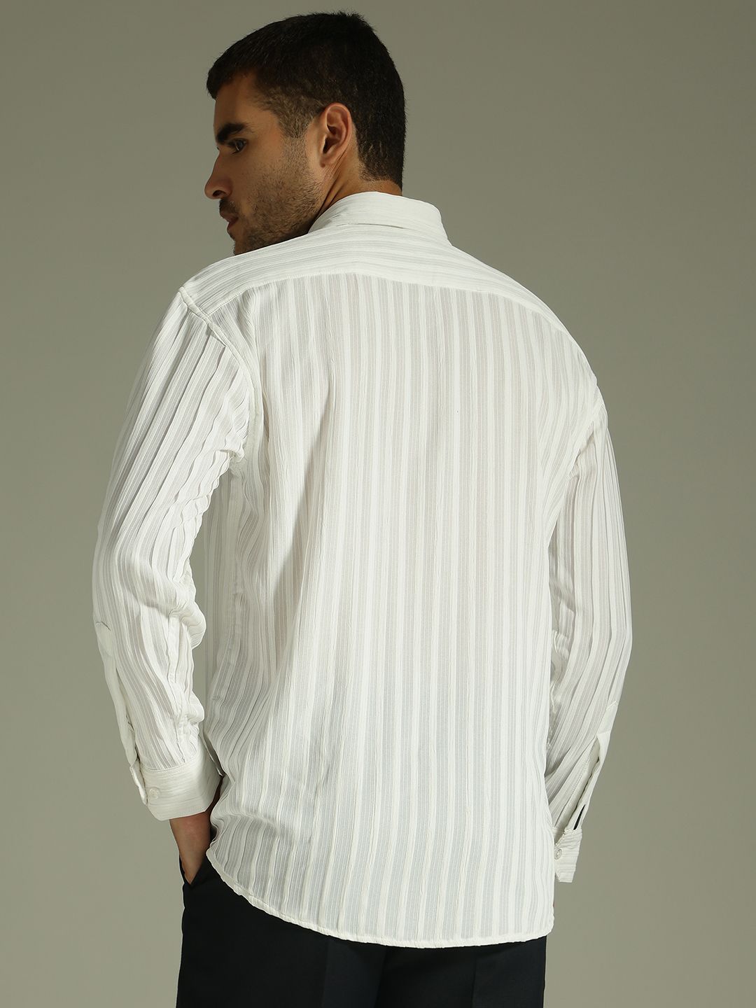 DENNISON Stretchable Pleated Drop Shoulder Casual Shirt
