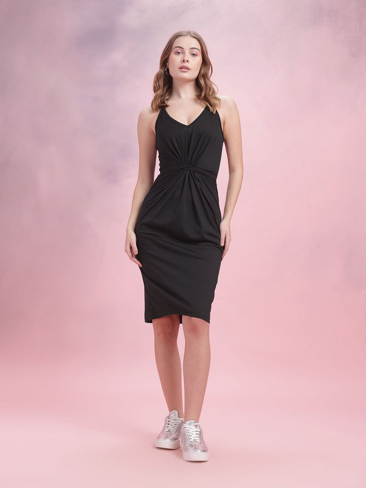 DressBerry Belted A-Line Dress with Twisted Detail